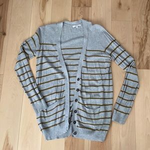 Madewell Inlet Cardigan - Gray with Mustard Stripes